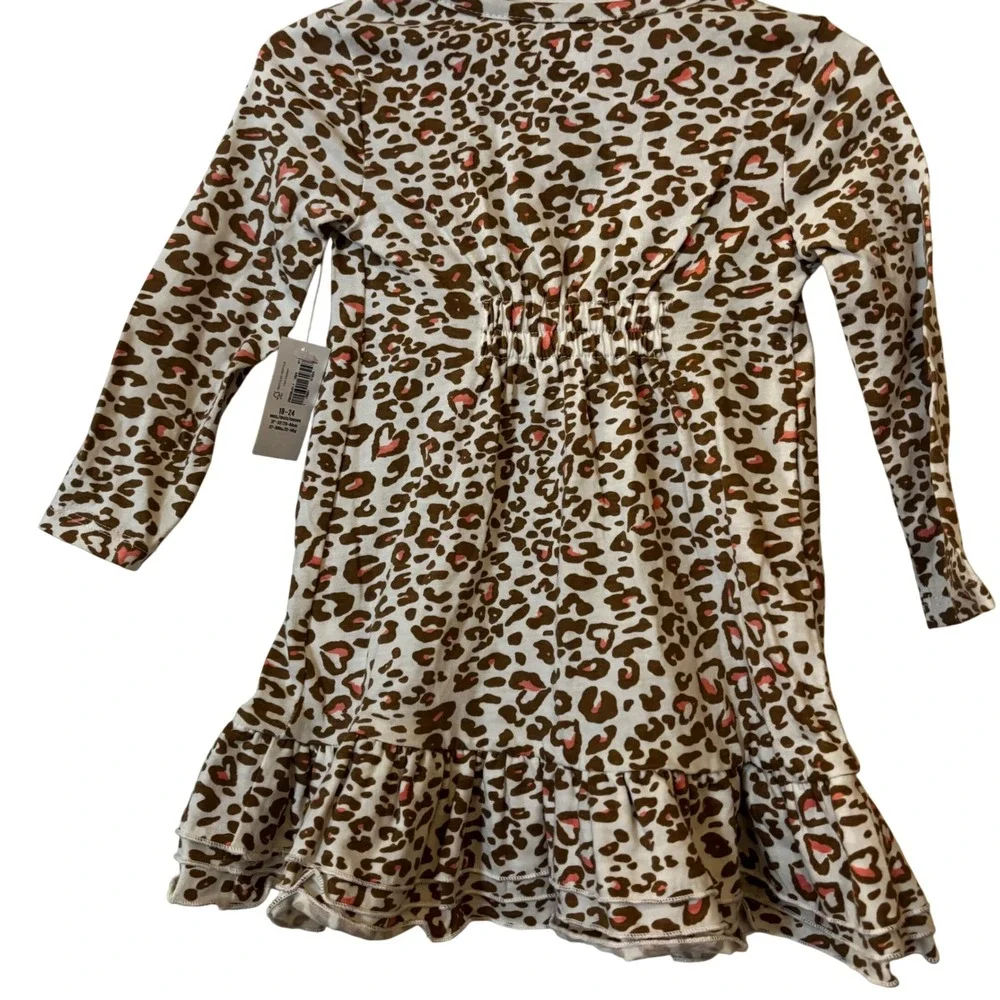Old Navy Girls‎ Ruffle Dress 18 24 Months NWT Leopard Print Long Sleeve